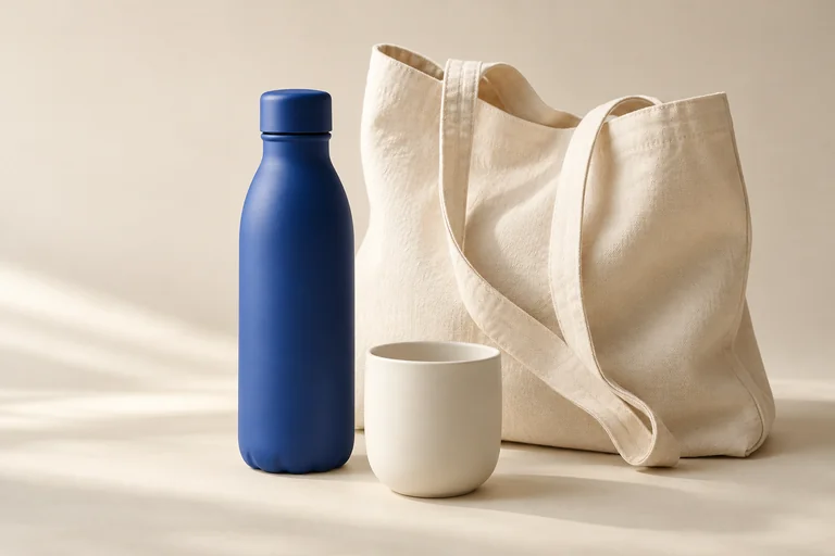 Unbranded everyday products in a studio still life.